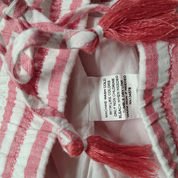 VINEYARD VINES CANDY CANE RED STRIPED LINEN- COTTON PULL ON, LINED SHORTS Sz M - Picture 5 of 6